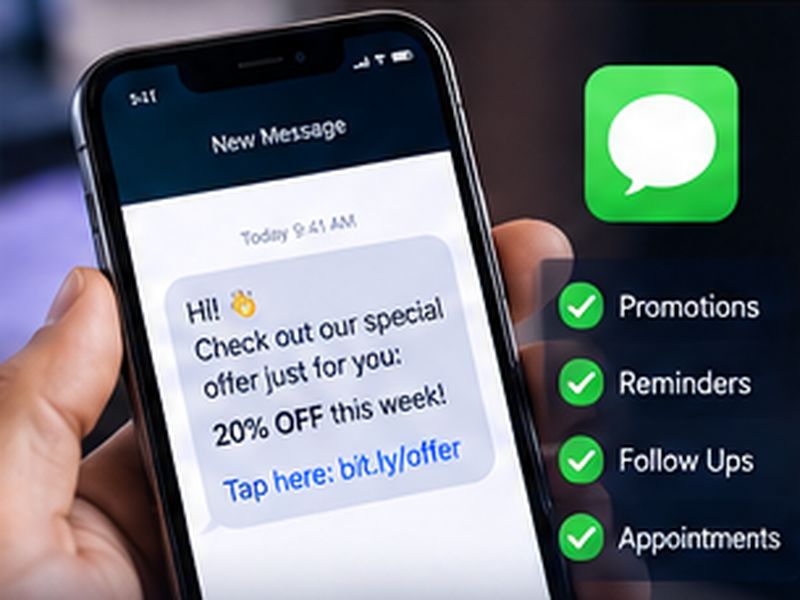 Phone showing a promotional text message with campaign options